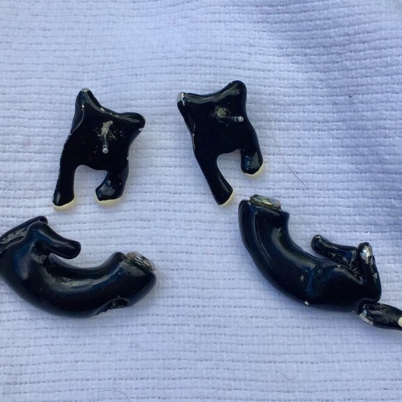 90s Vtg Enamel Cat 3D Drop Earrings - So Cute! - Picture 7 of 15